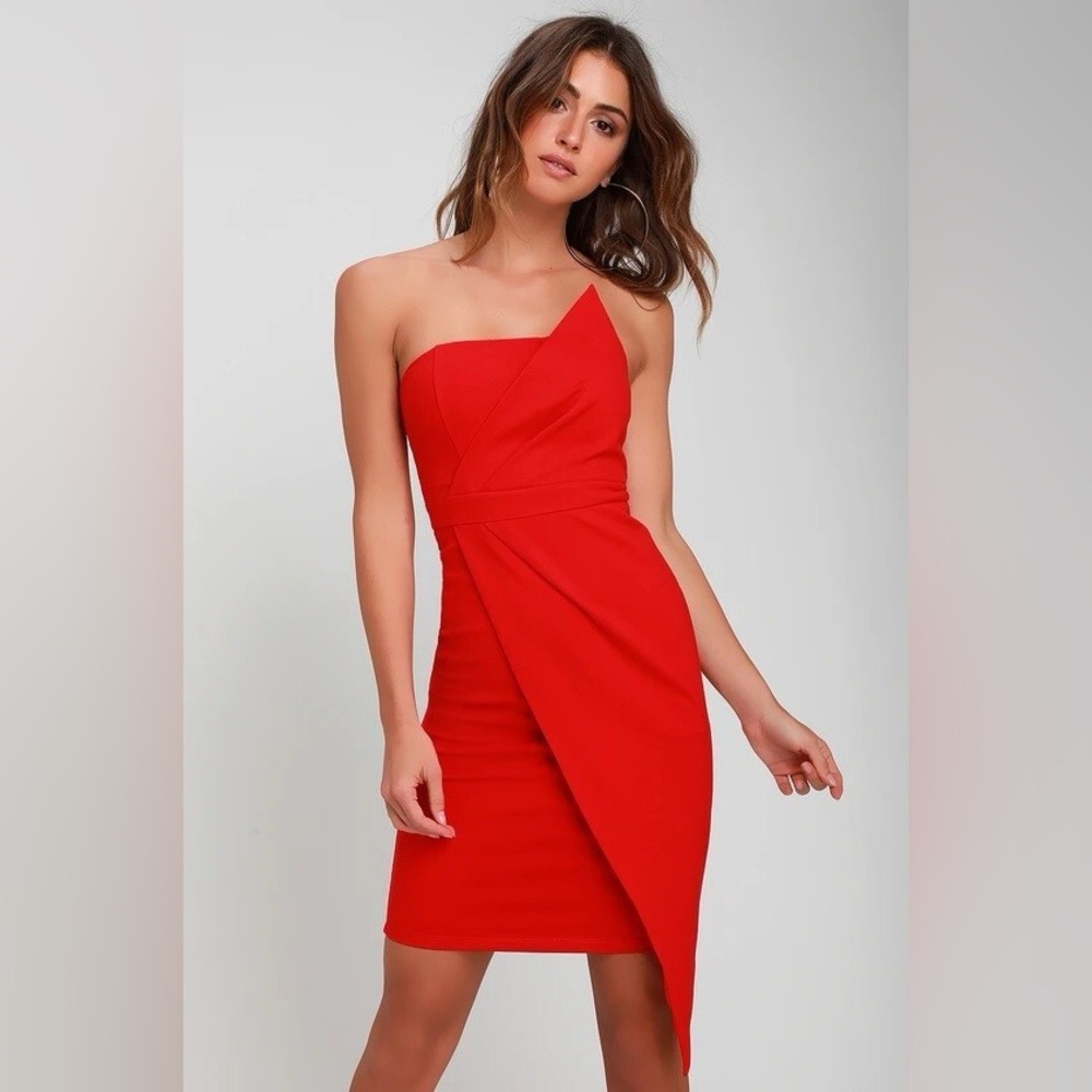 Lulu's Vibrant Red Asymmetrical Dress